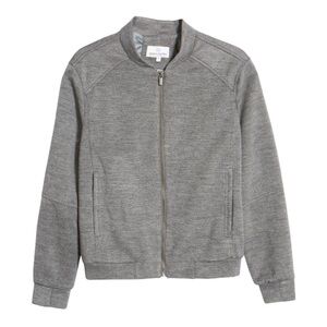 Soft Cloth KNIT BOMBER JACKET IN GREY